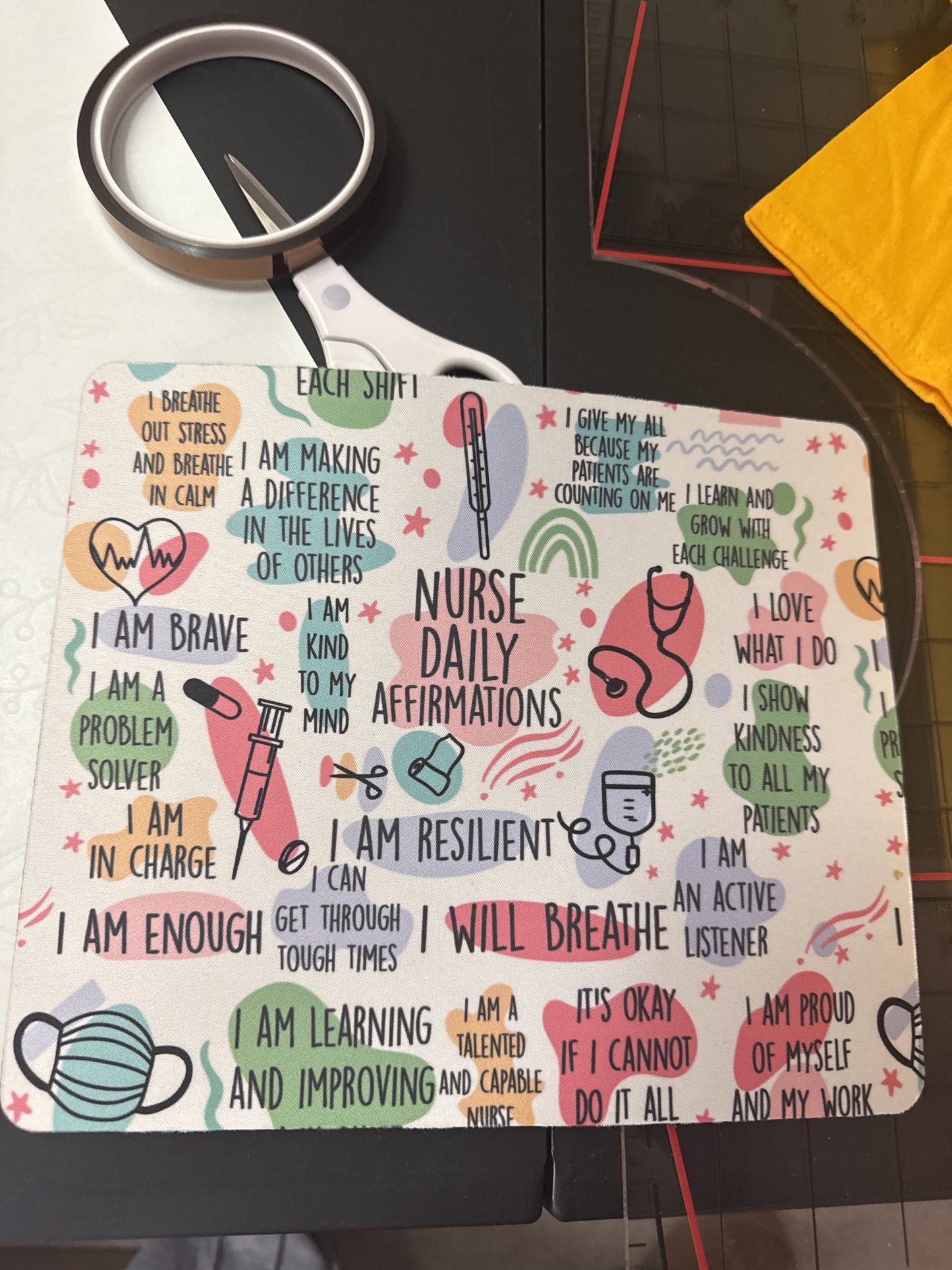 Nursing affirmations on mouse pad